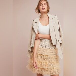 Bronx & Banco Feathered Lace Mini Skirt